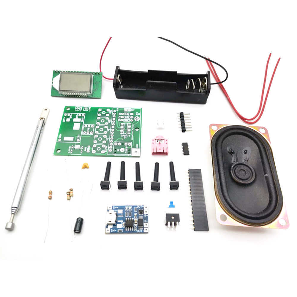 3V-5V 5W wiederaufladbares FM-Radio-Empfängermodul 76-108 MHz DIY-Elektronik-Kit-Lautsprecher mit Leistungsverstärker-LCD-Display