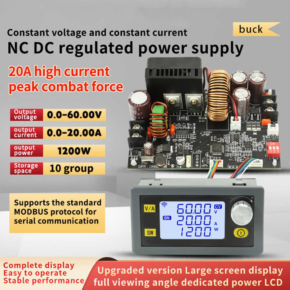 CNC調整可能なDC安定化電源電源定量電流0-60V 15A/900W 20A/1200Wステップダウンモジュール