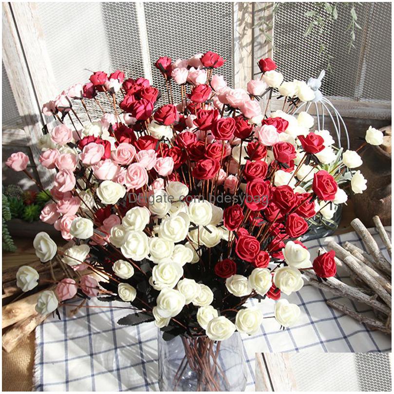 decorative flowers wreaths wedding decoration rose bouquet 50cm pe fake flower bouquet 15 rose flowers artificial flower home decoration party supplies dbc