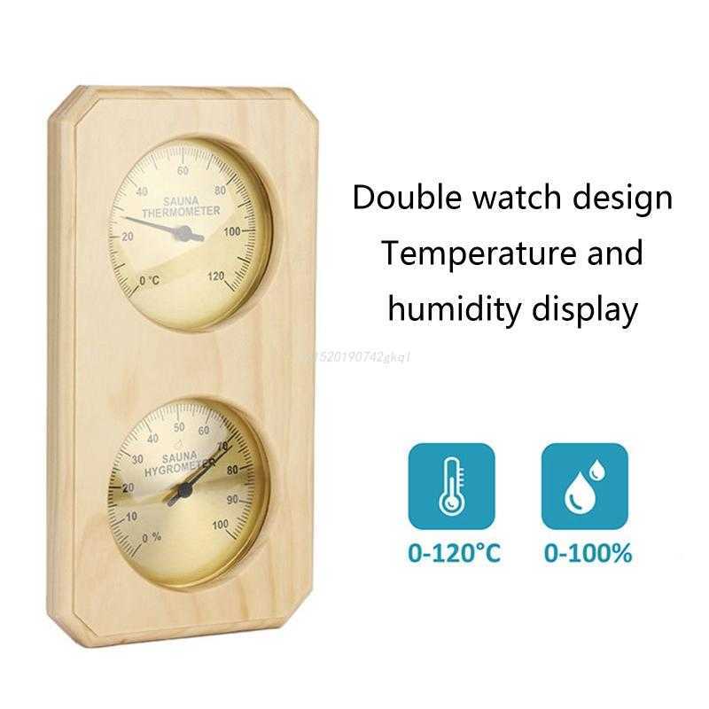 Higrómetro de termómetro dual Higrómetro 2 en 1 Sauna de sala de vapor de madera interior 2 en 1