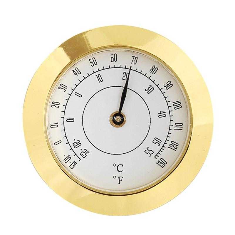 Liten termometer hygrometer för cigarrbox metall mekaniska rörelser inget batteri krävs inlagd design enkel installation