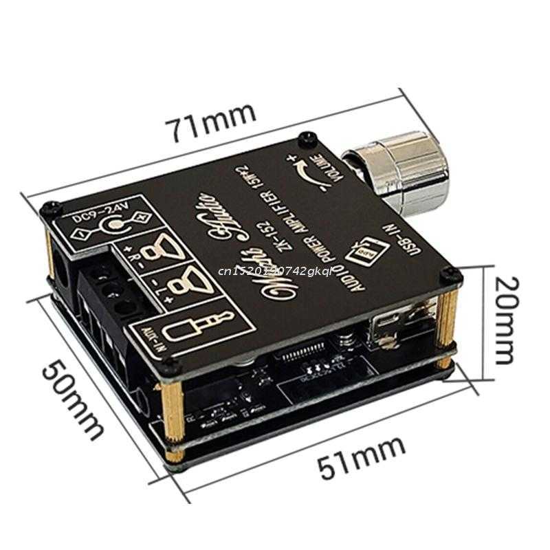 Mini Stereo-versterker ZK-152 Bluetooth-compatibele digitale power board 9-24V 2.0 Channel 15W Toevoegen 15W