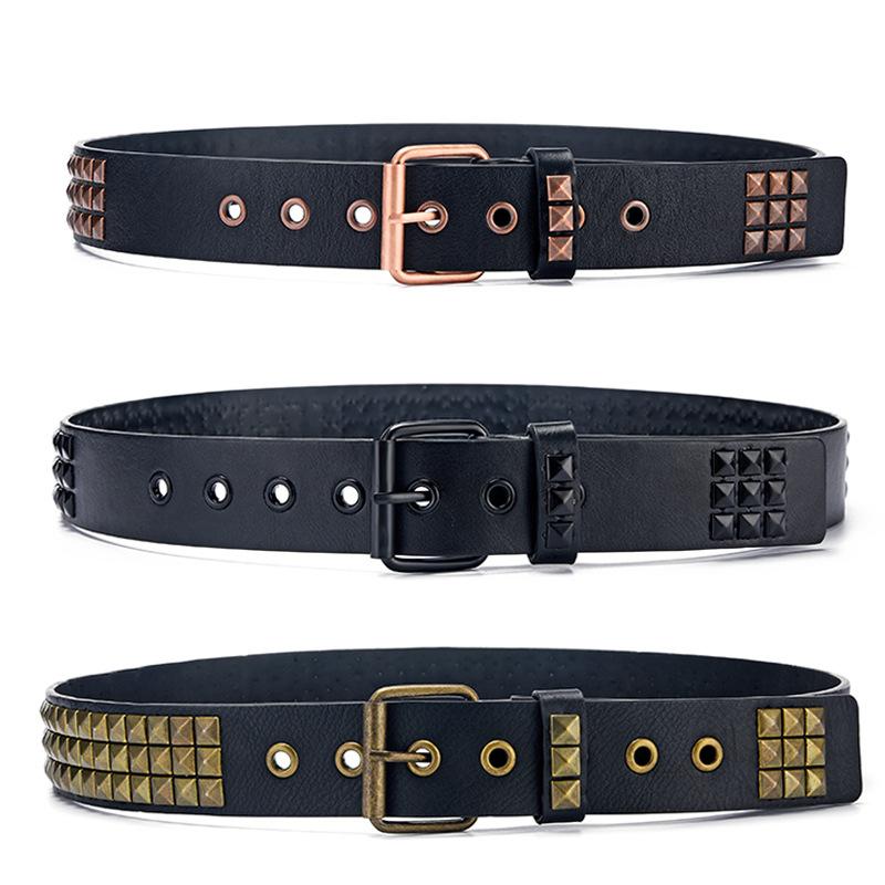 Belts Metal Rivet Men's Leather Belt Punk Hip Hop Fashion Versátil Senhoras Gothic Luxury Design Brand Casual AcessoriesBs202L