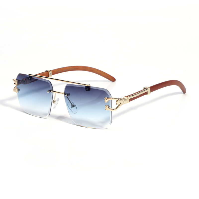 Mode Brillen Hart Zonnebril voor Dames Heren Designer Brillen Randloos PC Frame Blauw Polaroid Lens Carti Lunettes Vintage Woo194x