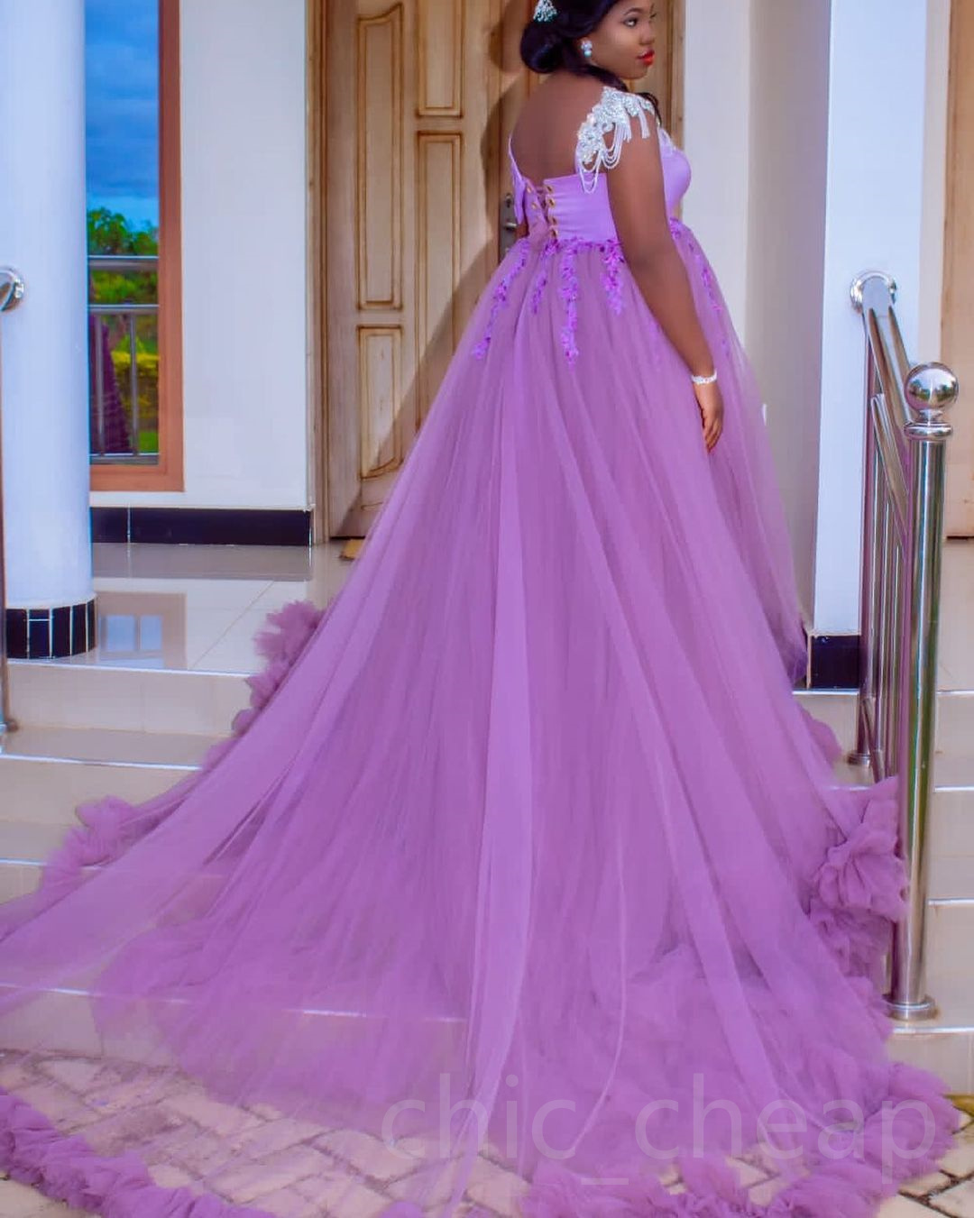 2023 아랍어 ASO EBI LILAC A-LINE PROM DRESS 레이스 구슬 크리스탈 섹시한 저녁 형식 파티 두 번째 리셉션 생일 약혼 가운 드레스 ZJ707