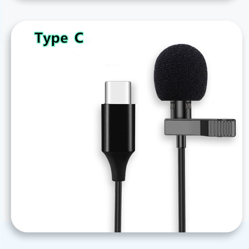 Aparelho de telefone celular Mini microfone tipo C 3,5 mm Microfona para Samsung Huawei Xiaomi CLIP-ON RECORDING MICROFONOE