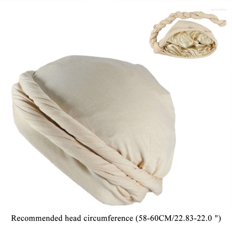 Baretten Mannen Tulband HeadWrap HaloTurban Durag Comfy Chemo Hoed Satijn Gevoerde Hoofddoek Moslim Hijab218x