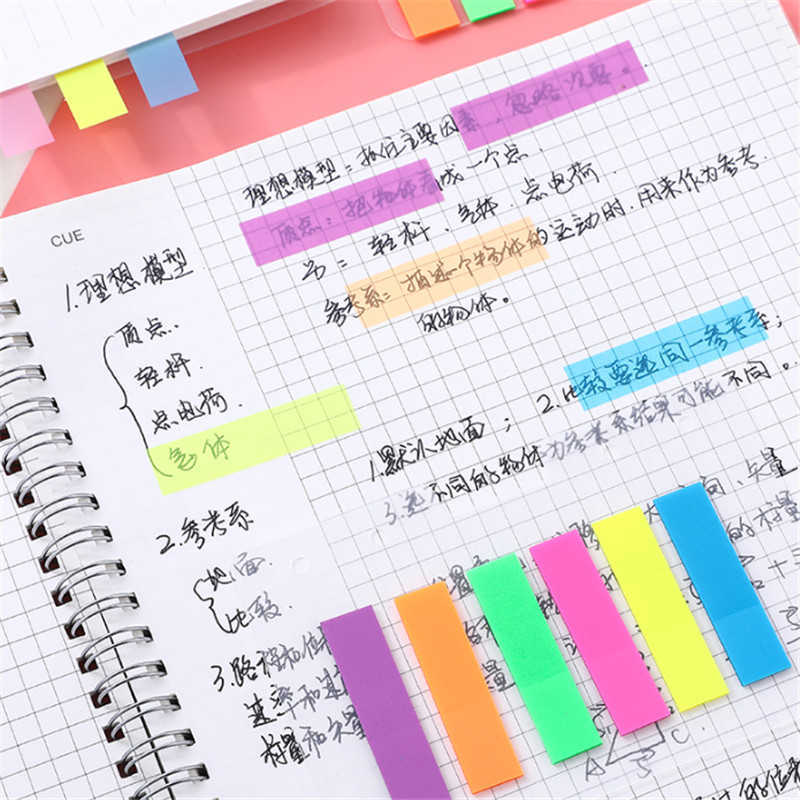 Transparent Fluorescence colour paper Memo Pad Sticky Notes Bookmark Point Marker Sticker Office School Supplies Notebooks