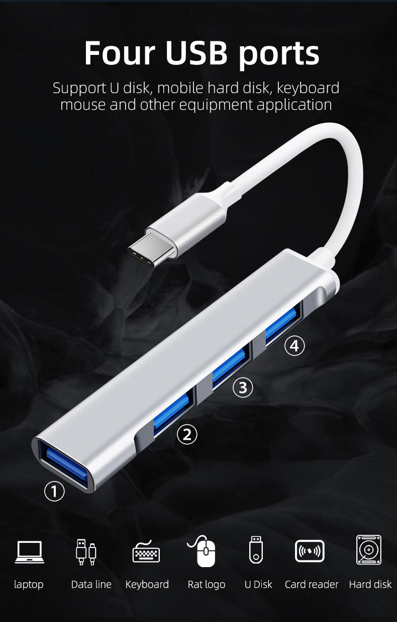 USB 3.0 2.0 Hub USB Dock Type C 4 ports multi-répartiteur adaptateur OTG pour Xiaomi Huawei Lenovo Macbook Pro USB