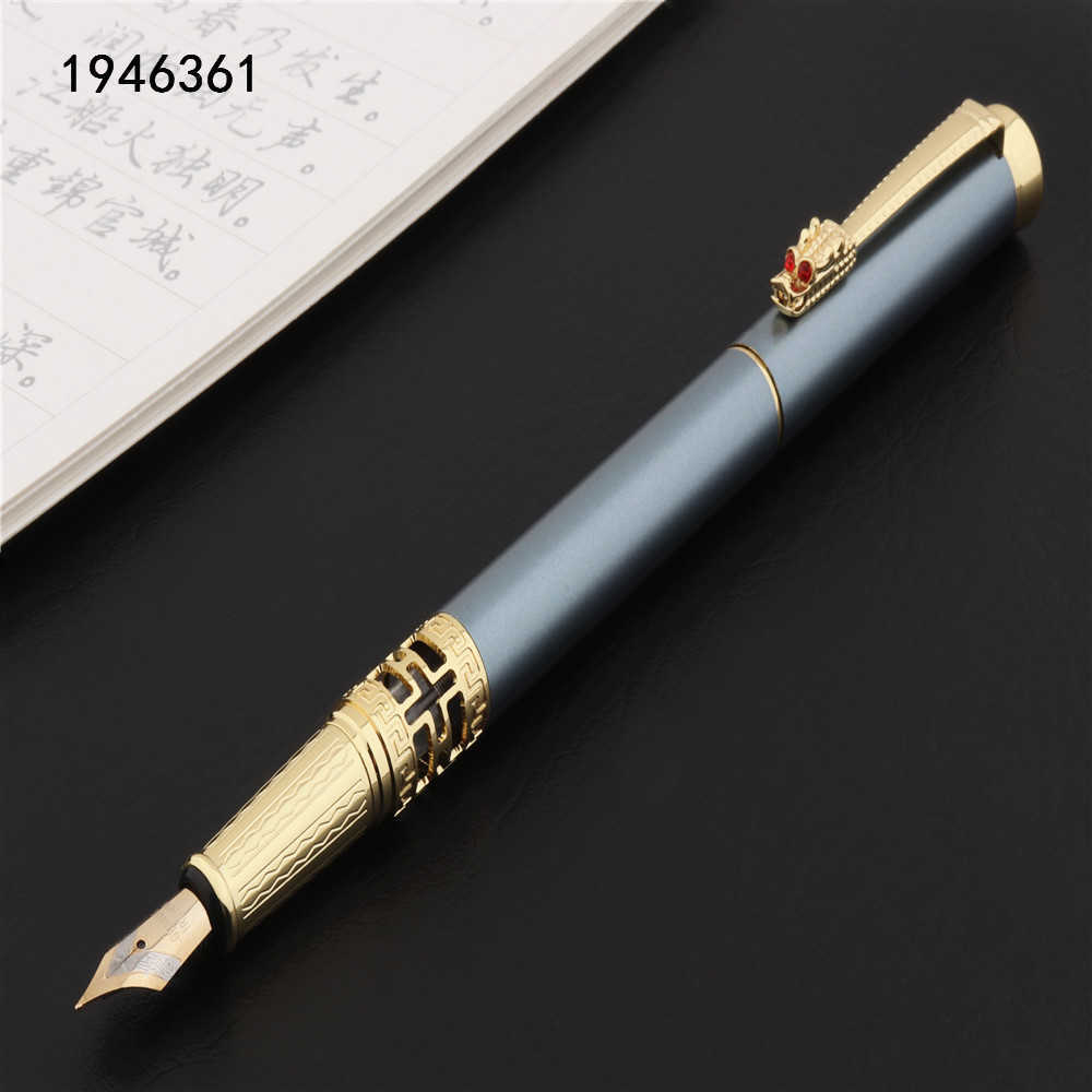 Qualidade de luxo 7065 Blue Hollow Body Business Office Fountain Pen Student School Stationery Supplies