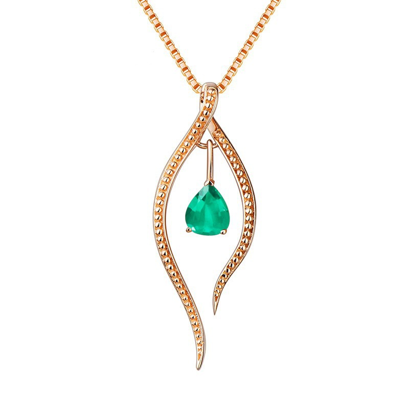 Women Necklaces European and American style fashion jewelry emerald full diamond water drop pendant rose gold plated collarbone chain wedding party gift