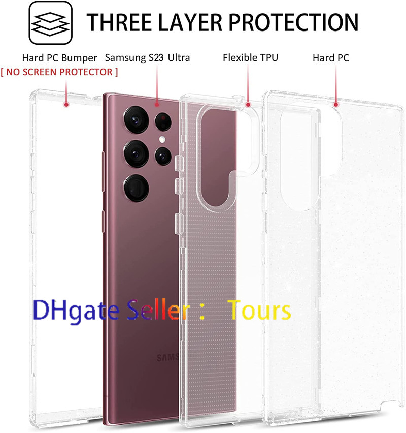 Samsung Galaxy S23 Ultra Case 3層のためのヘビーデューティショックプルーフ頑丈な透明な保護カバー