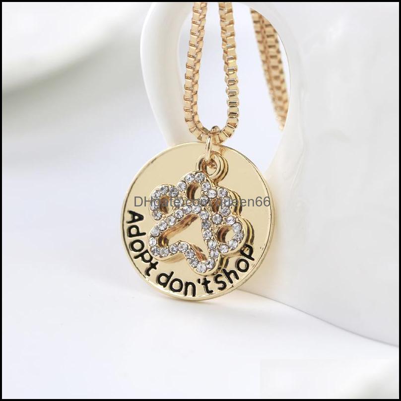 Pendant Necklaces Adopt Dont Shop Animal Lovers For Women Crystal Cat Dog Claw Box Chains Shelter Pet Rescue Fashion Jewelry Gift Dr Otdru