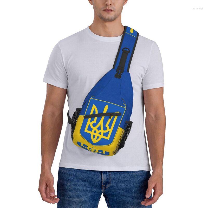 Ukrayna Sırt Çantası Bayrağı Göğüs Çantası Özel Ukraynalı Vatansever Crossbody Omuz Erkekler İçin Yürüyüş Gezisi DayPack2554