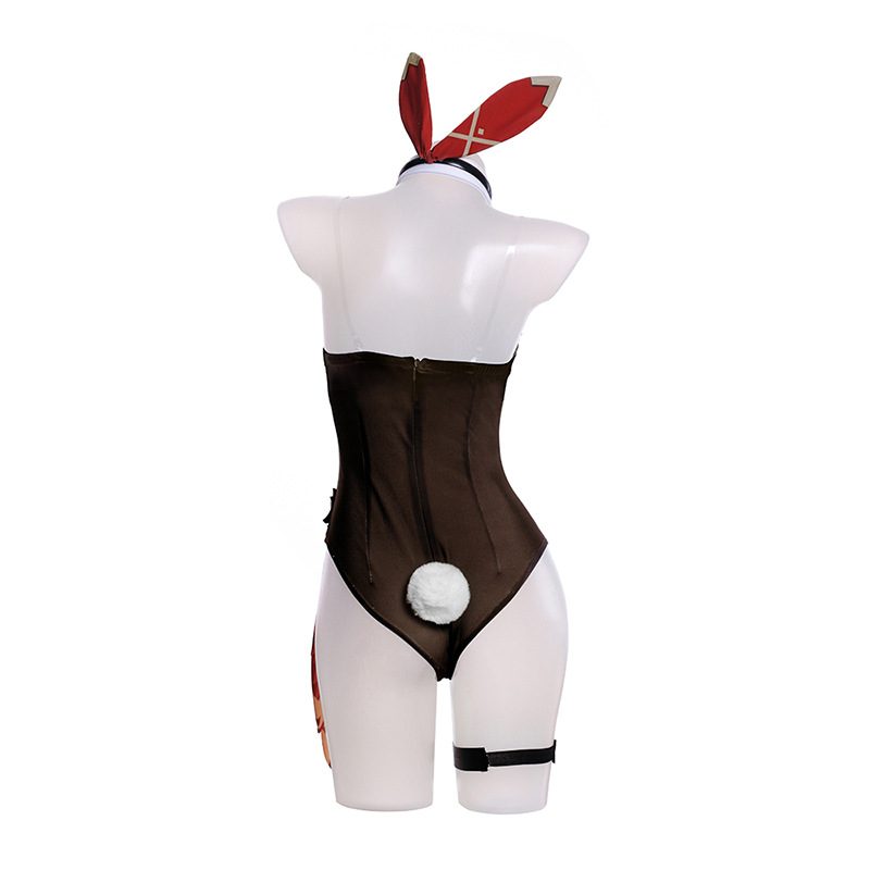 Anime Costumes Genshin Impact Amber Cosplay Bunny Girl Sexig Jumpsuit Halloween f￶r kvinnor