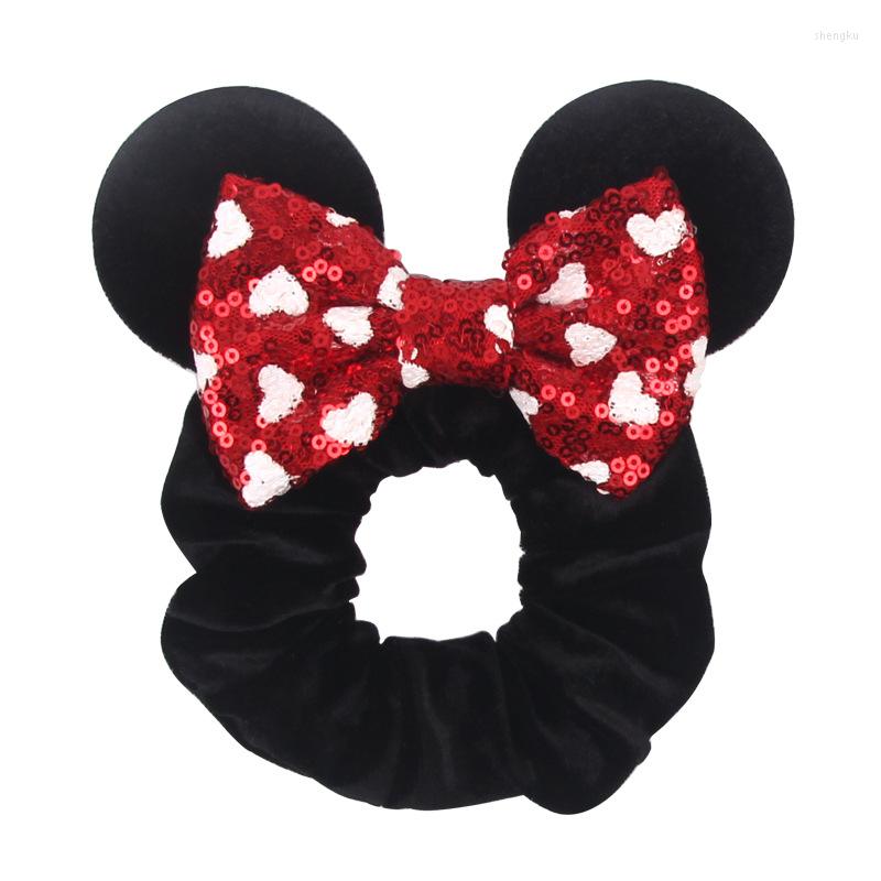 Acessórios de cabelo 2023 S Christmas Mouse Orelhas Lantejoulas Arcos Headband Mulheres Veludo Scrunchies Bandas para Meninas Festa DIY191K