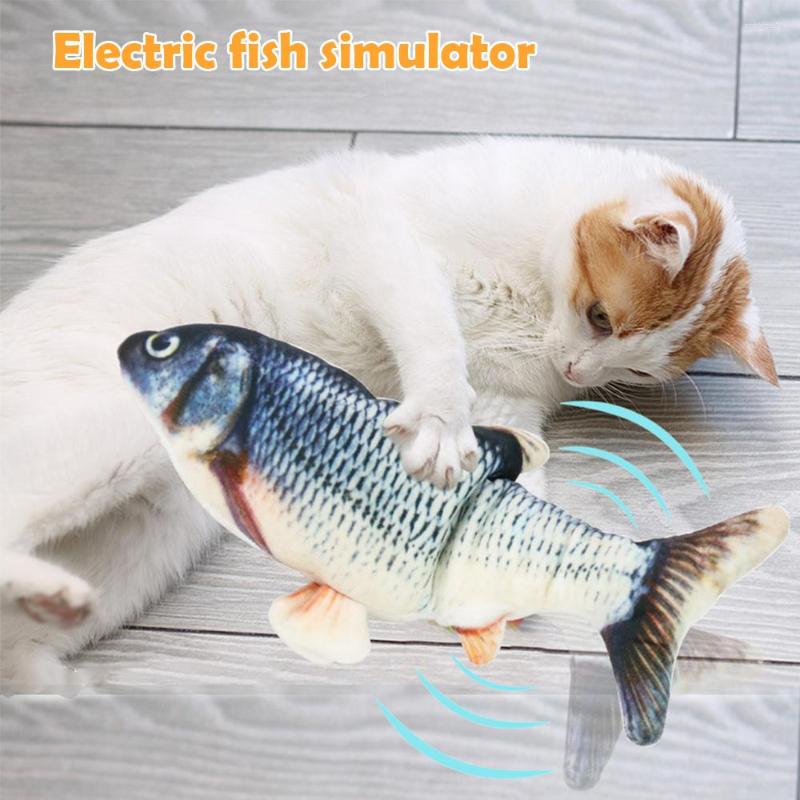 Giocattoli gatti 30CM Giocattolo elettronico animali domestici Simulazione di ricarica USB elettrica Pesce che rimbalza cani da masticare Giocare a mordere Supplies232Y