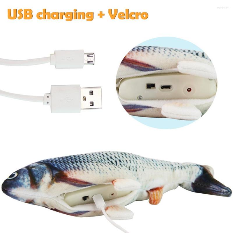 Giocattoli gatti 30CM Giocattolo elettronico animali domestici Simulazione di ricarica USB elettrica Pesce che rimbalza cani da masticare Giocare a mordere Supplies232Y