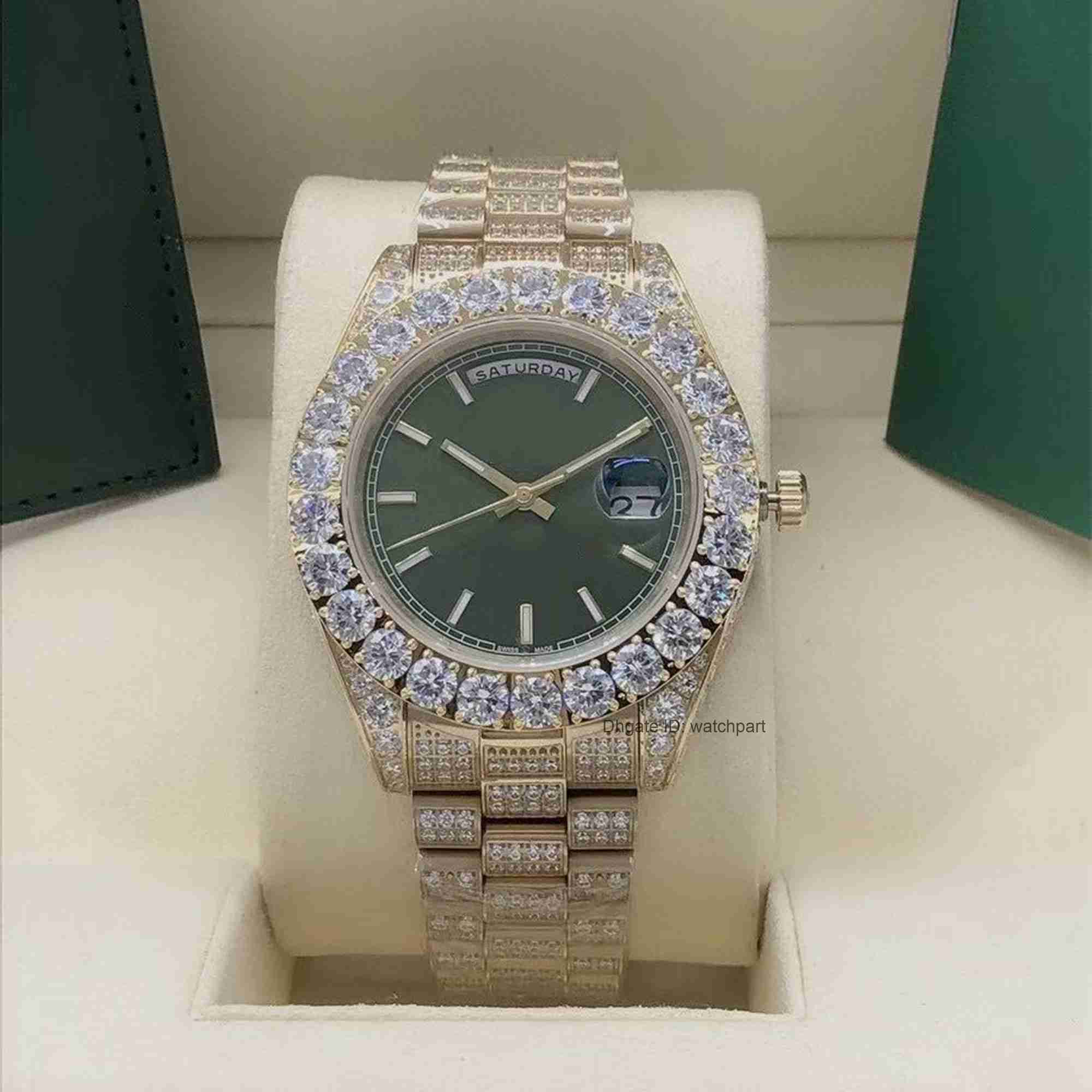 Luxury Men's Diamond Watch Sapphire Crystal Green Miring Movimiento autom￡tico Relojes Montre de Luxe Orologio Mechanical RELOJ Fashion Desinger RELOJS