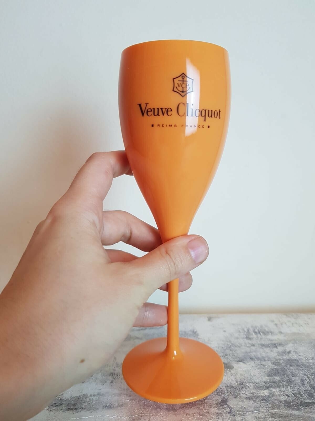 6x Veuve Clicquot Akrilik Plastik Şampanya Turuncu Flüt Şarap Kadehi 180ml