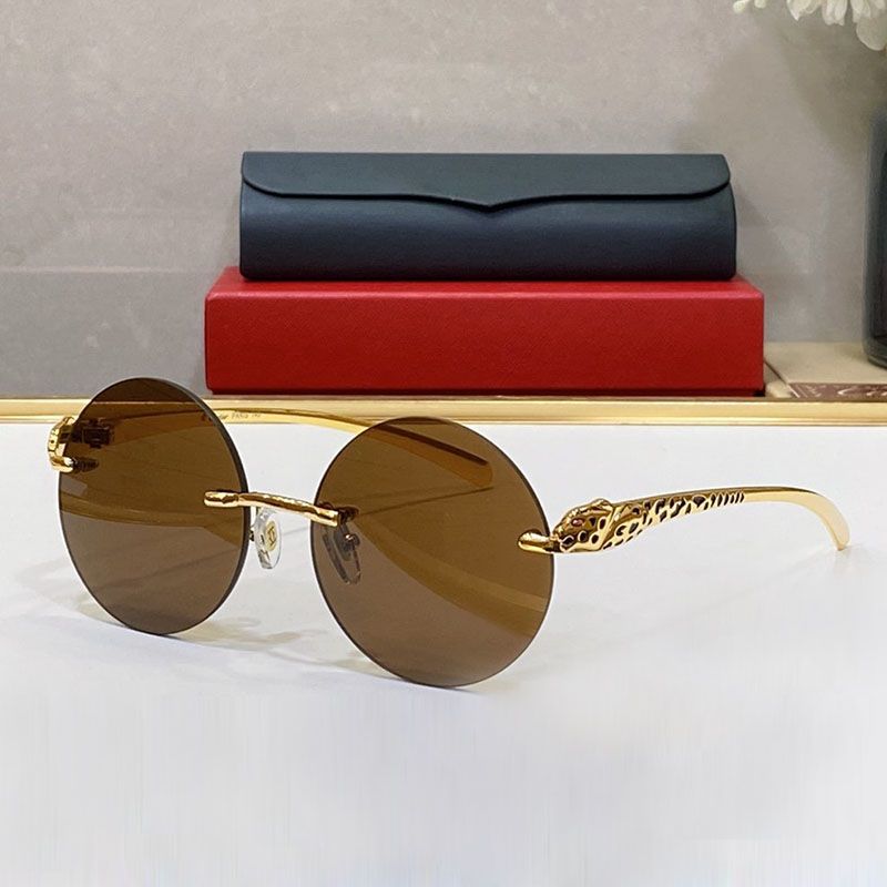Mens Women Designer Sunglasses Gold Silver Frameless Metal Frames 8308912 Style Round Carti Sun Glasses Fashion Driving Texture Mi206G