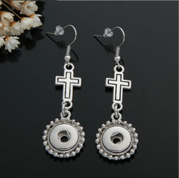 Charm 12mm Noosa Snap Button Dangle Chandelier Earring 6 Style Selection Cross -serie