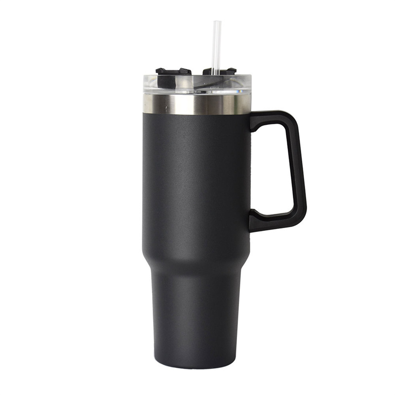 Gobelet en acier inoxydable de 40 oz avec poignée et tasse de voyage sous vide avec paille Gobelets isolés