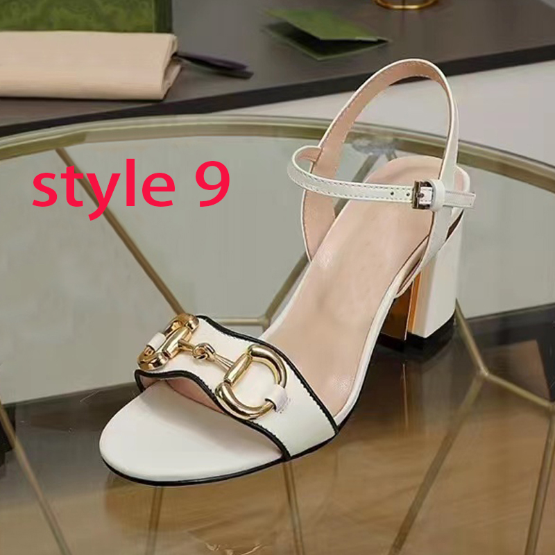 Classic designer SHoes High heeled sandals party fashion leather women Dance shoe sexy heels Suede Lady Metal Belt buckle Thick Heel Woman shoes size 34-41-42 With box