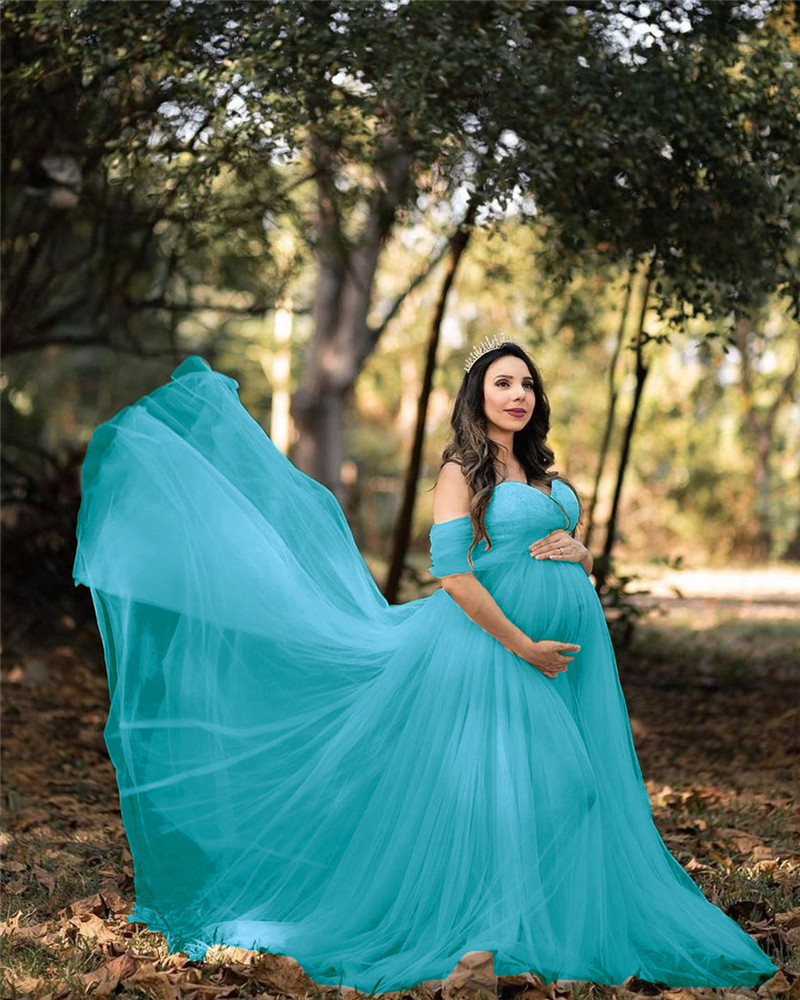 Sexy Pregnant Female Baby Shower Dresses Mesh Woman Pregnancy Photo Shooting Dress Long Maternity Photography Session Gown