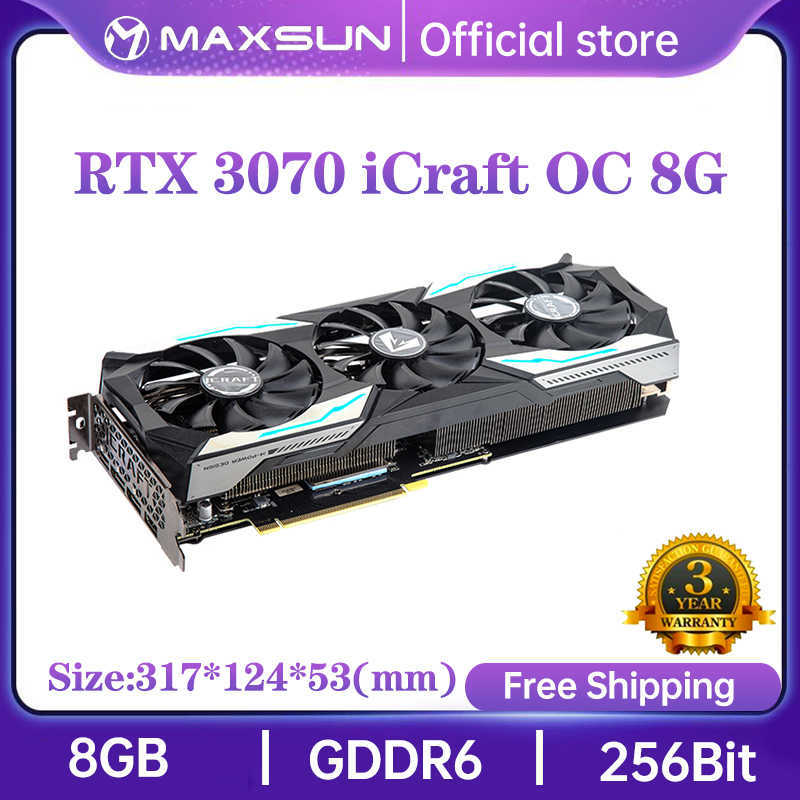 MaxSun Nya grafikkort RTX 3070TI 3070 ICRAF 8G GDDR6 GPU NVIDIA COMPUT PC 256BIT PCI Express X16 4.0 Gaming grafikkort