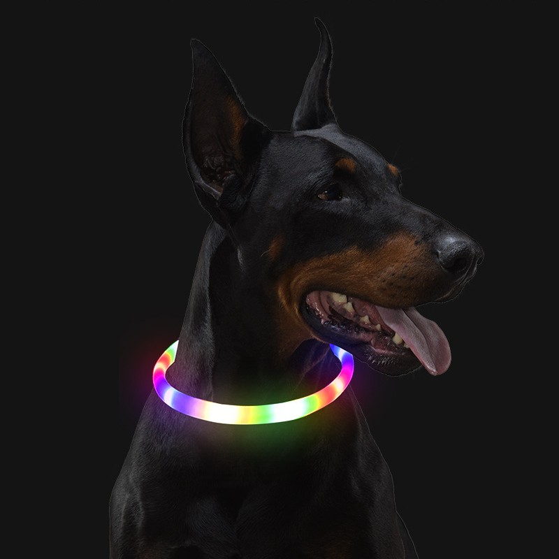 LED Pet Collars Dog Colorful Glow Collar Nightlight Dog Walking Light Shining Flash Neck USB Charging