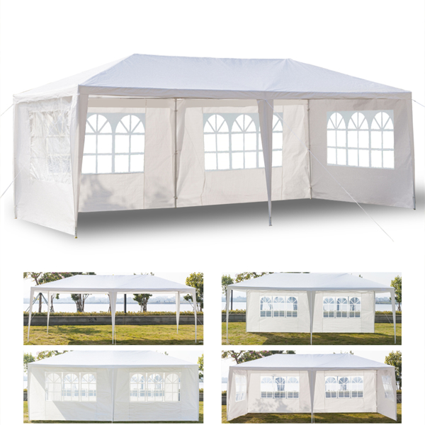 3x6m Four Sides White Portable Canopy Party Wedding Tent with Spiral Tubes Outdoor Home Use Waterproof Shade BXYKHTQECL