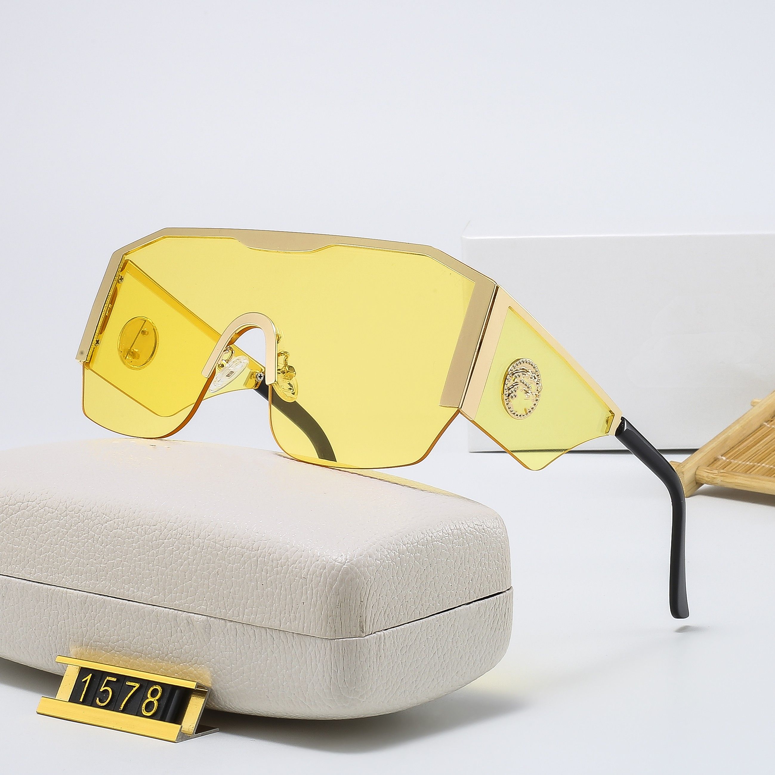 mens Goggle rimless sunglasses polaroid designs One-piece lens glasses frame senior Eyewear Vintage Metal model Sun Glasses With B206e