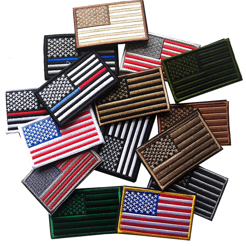 Amerikaanse vlag USA hoge kwaliteit Zwart Tactisch Borduurwerk Leger Badge Haak Lus Armband 3D Stick on Jacket Rugzak Stickers