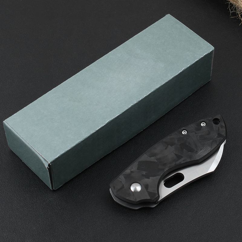 Factory Price CK5311 Pocket Folding Knife 8Cr13Mov Satin Blade Carbon Fiber & Stainless Steel Handle Outdoor Camping Hiking Survival Knives with Retail Box