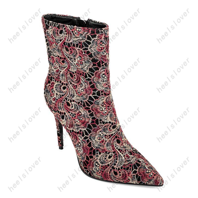 Heellover hoogwaardige vrouwen winter enkelschoenen sexy stiletto hakken puntige teen blauw groen rood feestschoenen ons plus maat 5-13