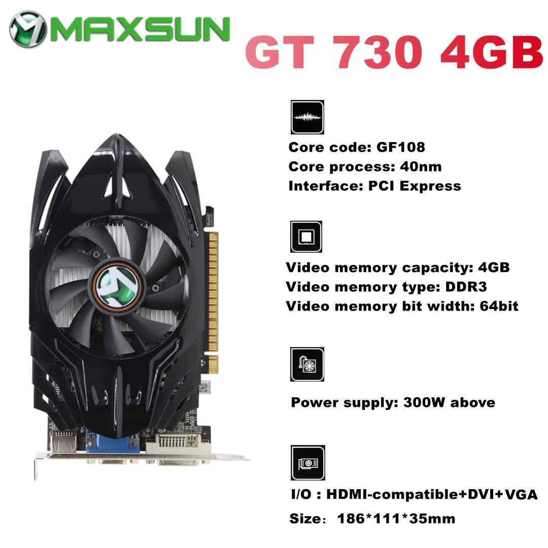 Maxsun Novo NVIDIA GT 730 2GB 4GB GDDR3 DDR5 HDMI compatível