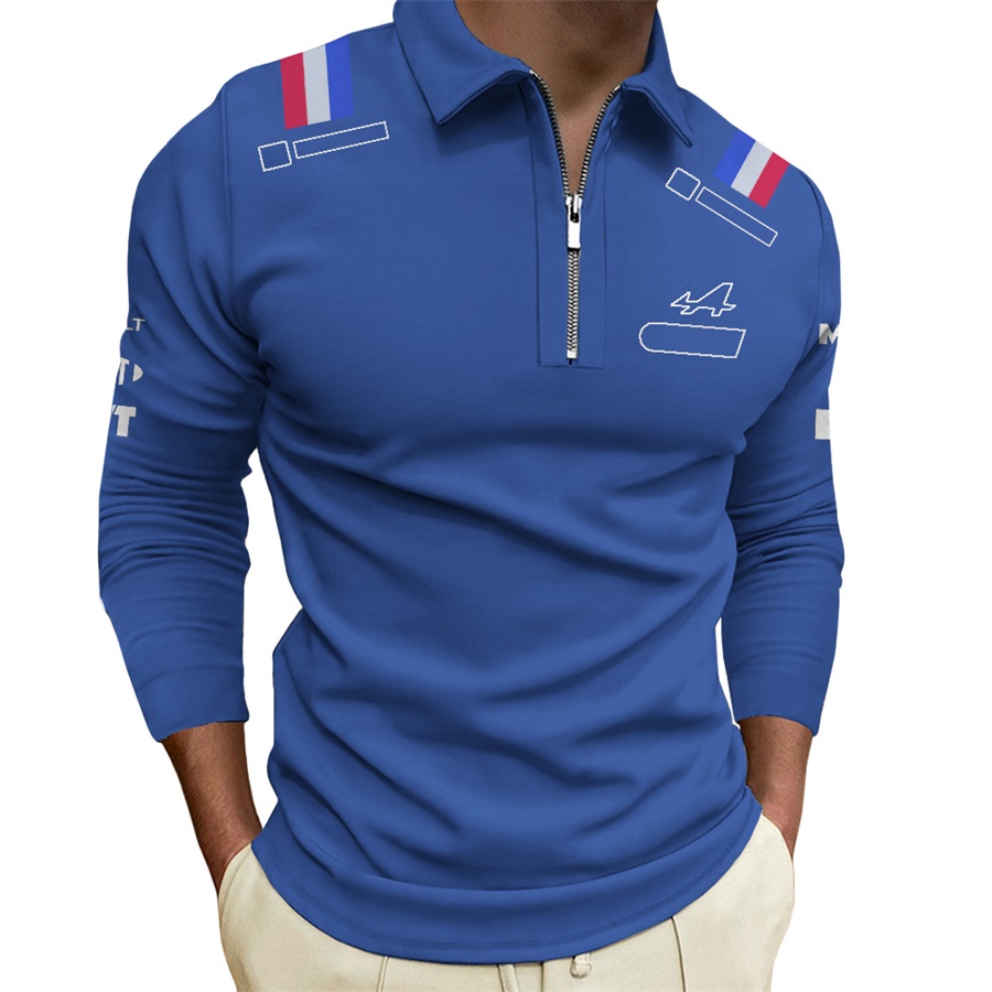 2024 Новая футболка с длинным рукавом с длинным рубашкой для футболки Formula 1 Половина Zip футболка для гоночного костюма для гоночного костюма