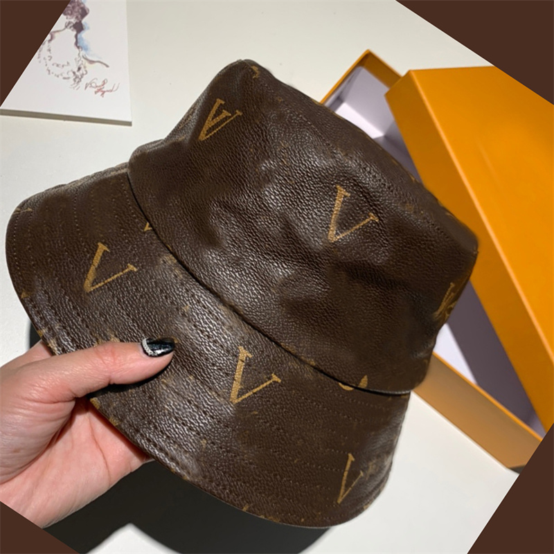 Designer-Eimerhut für Männer und Frauen, luxuriöse Casquette-Leder-Bootshüte, Outdoor-Sonnenhüte mit breiter Krempe, Unisex, lässige Kappen, braune Kappe, Bal188y