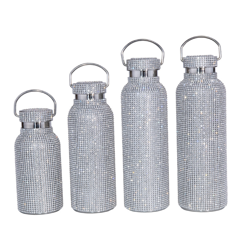 Sparkling Bottle Drinkware Costoso Strass Double Wall Cup Mug Diamond Water Bottle Portatile esterni