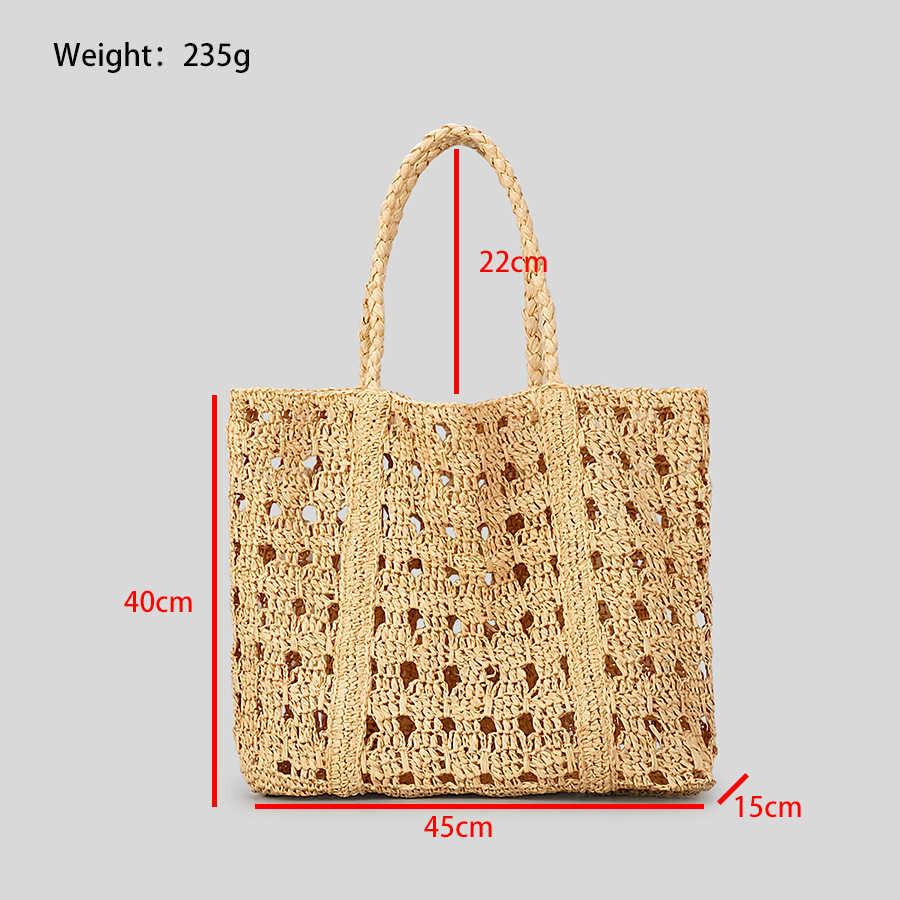 Casual Hollow Straw Shoulder Bags Paper Woven Women Handväskor Handgjorda sommarstrand Stora tygväska Big Bali Purses 2023 Holiday 230129
