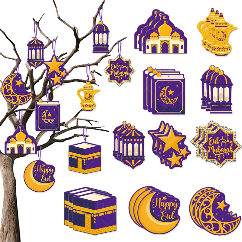 Ramadan Party Hangend ornament 10 stksMiddle East Festival Paper Star Moon -vormige Eid Holiday Home Decoratie