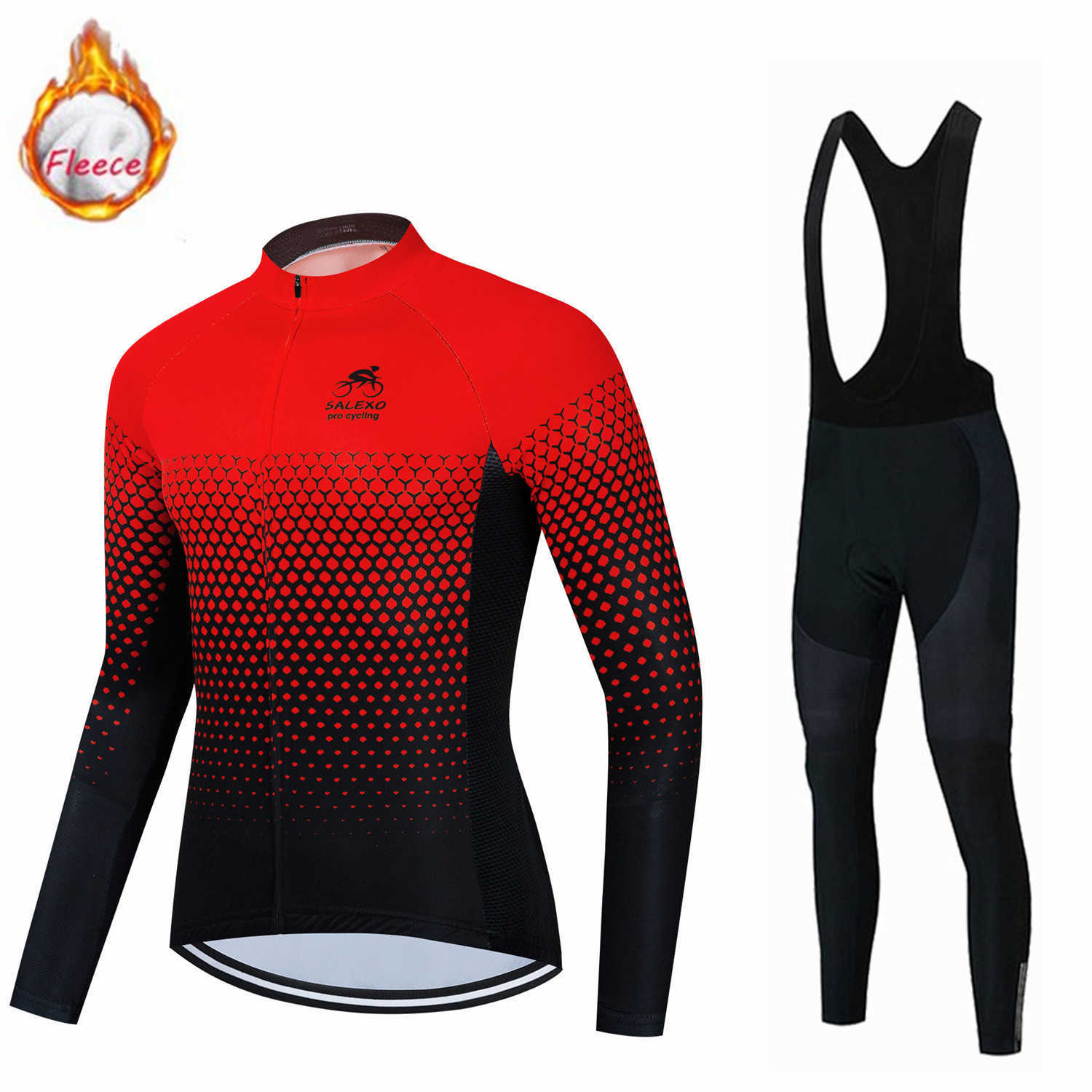 Ställer in nya 2022 Winter Thermal Fleece Cycling Clothes Men's Jersey Suit Outdoor Riding Bike MTB Clothing Bib Pants Set Ropa Ciclismo Z230130