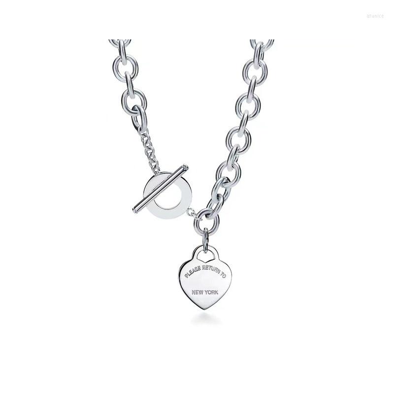 Catene S925 Argento sterling Classico europeo e americano O-catena Moda donna Collana con ciondolo a forma di cuore Holiday 261t