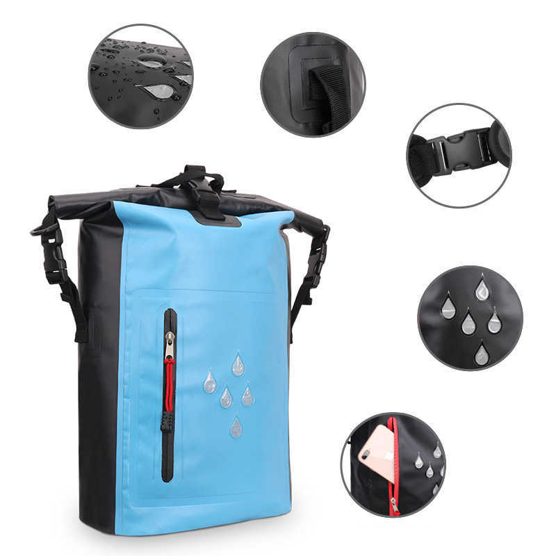 Outdoor Bags 25L 500D PVC Waterproof Dry Bag Backpack Outdoor Duffel Rafting Gym Sports Camping Drybag Trekking Watertight Kayak Hermetic Bag T230129