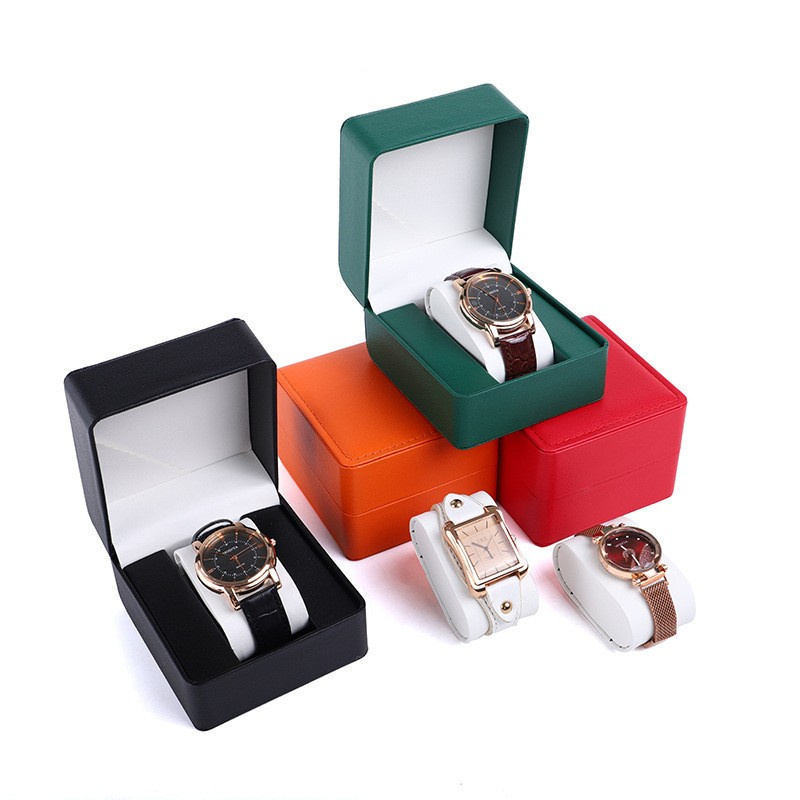 Mira las cajas de PU cuero de cuero almacenamiento de almacenamiento de la pulsera de la pulsera Organizador de cajas de exhibici￳n de joyas port￡tiles Embalaje de regalos