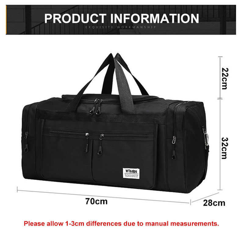 Buitenzakken 70 cm 70L Nylon Bagage Travel Gym Outdoor Bag Large Travel For Women Men Duffle Handtassen Schouderweekend Sporttas XA751D T230129