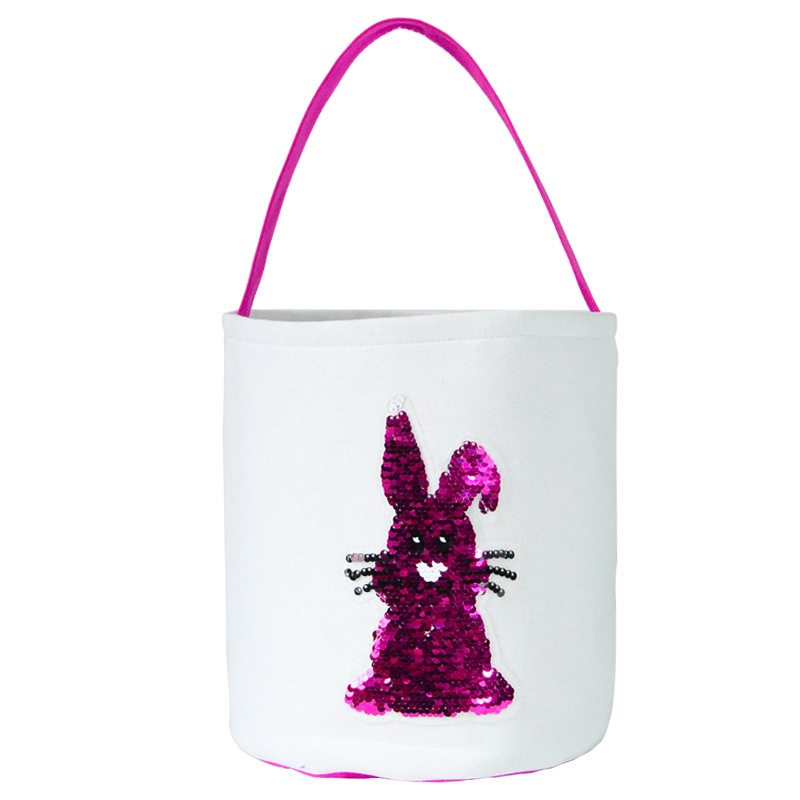 Fast ship lapin panier fourre-tout festif panier de couchage sequin sacs lapin paniers sacs oeuf bonbons sacs en toile seau de pâques