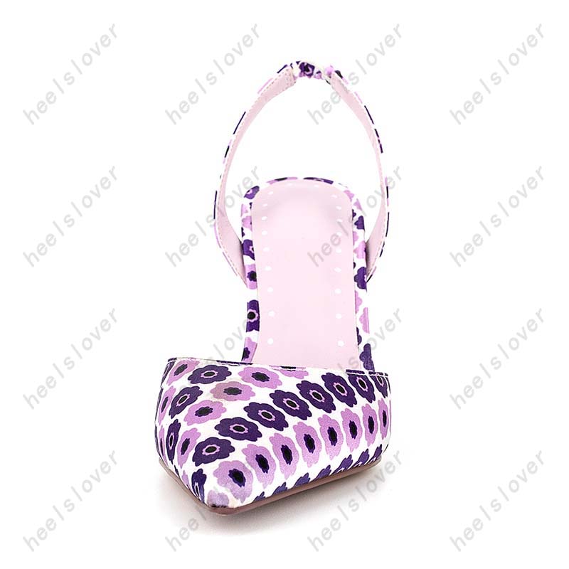 Heelslover Kvinnor Summer Sandals Flowers Thin High Heel Point Toe Gorgeous Purple Party Shoes Ladies Us Size 5-13