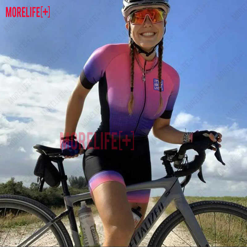 Jersey sätter MLC New Women's Triathlon Outdoor Cycling Suit Women Sweatshirt Set Summer Shirt Short Sleeve Breattable Road Clothing Jumpsuit Z230130